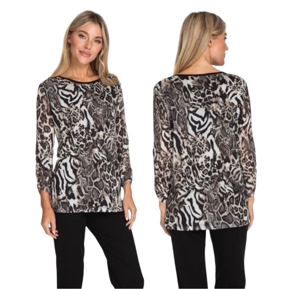 MULTIPLES PETITE FRENCH MOCHA FOREVER YOURS BUNGEE TOP SZ L PL NWT - Picture 1 of 10
